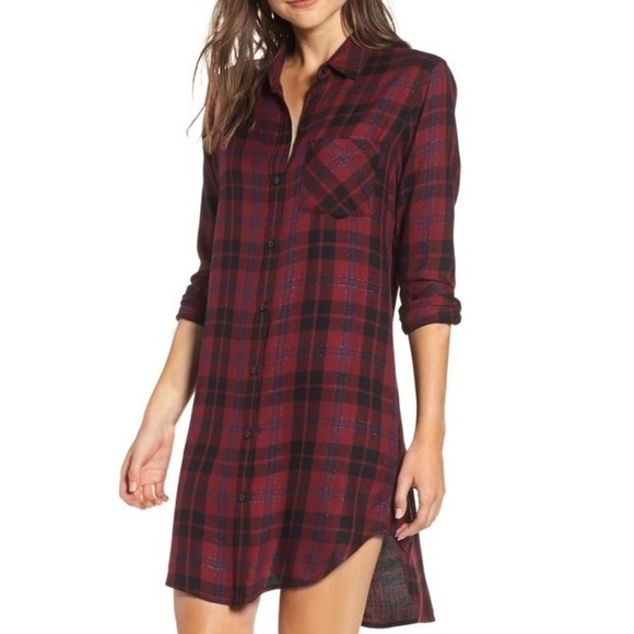 Rails Bianca Flannel Shirtdress in Red Black size XS - Picture 5 of 13
